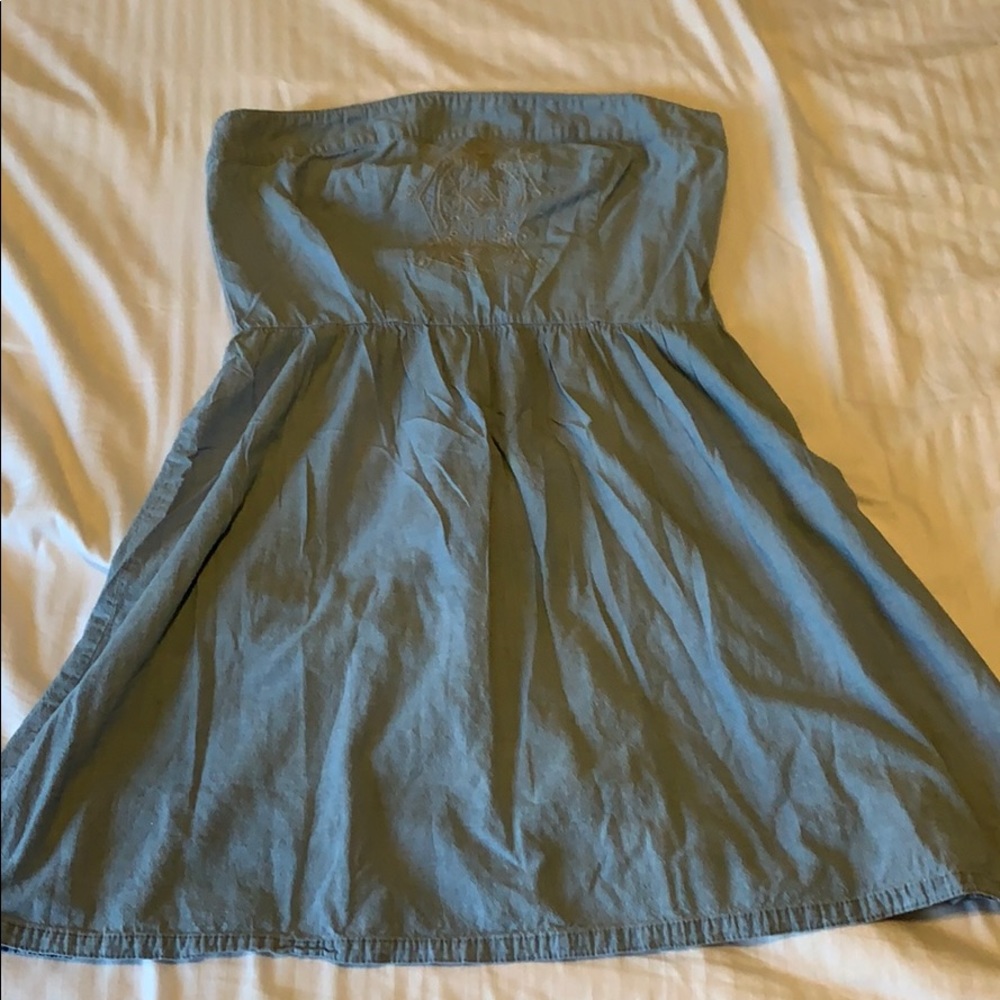 Light blue strapless summer dress